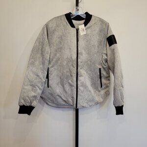 adidas Gray Bomber Jacket with Black Trim